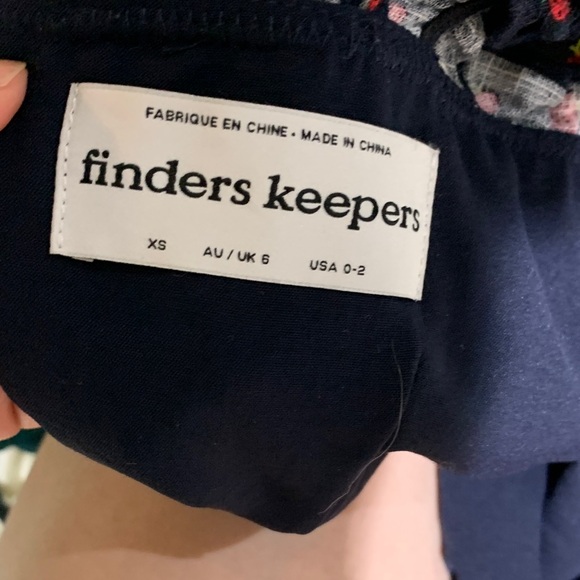 Finders Keepers Navy Midi Dress with Red Pattern - Picture 6 of 6